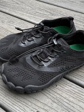 Women's Black Athletic Water Shoes - Slip-On Lightweight Comfort